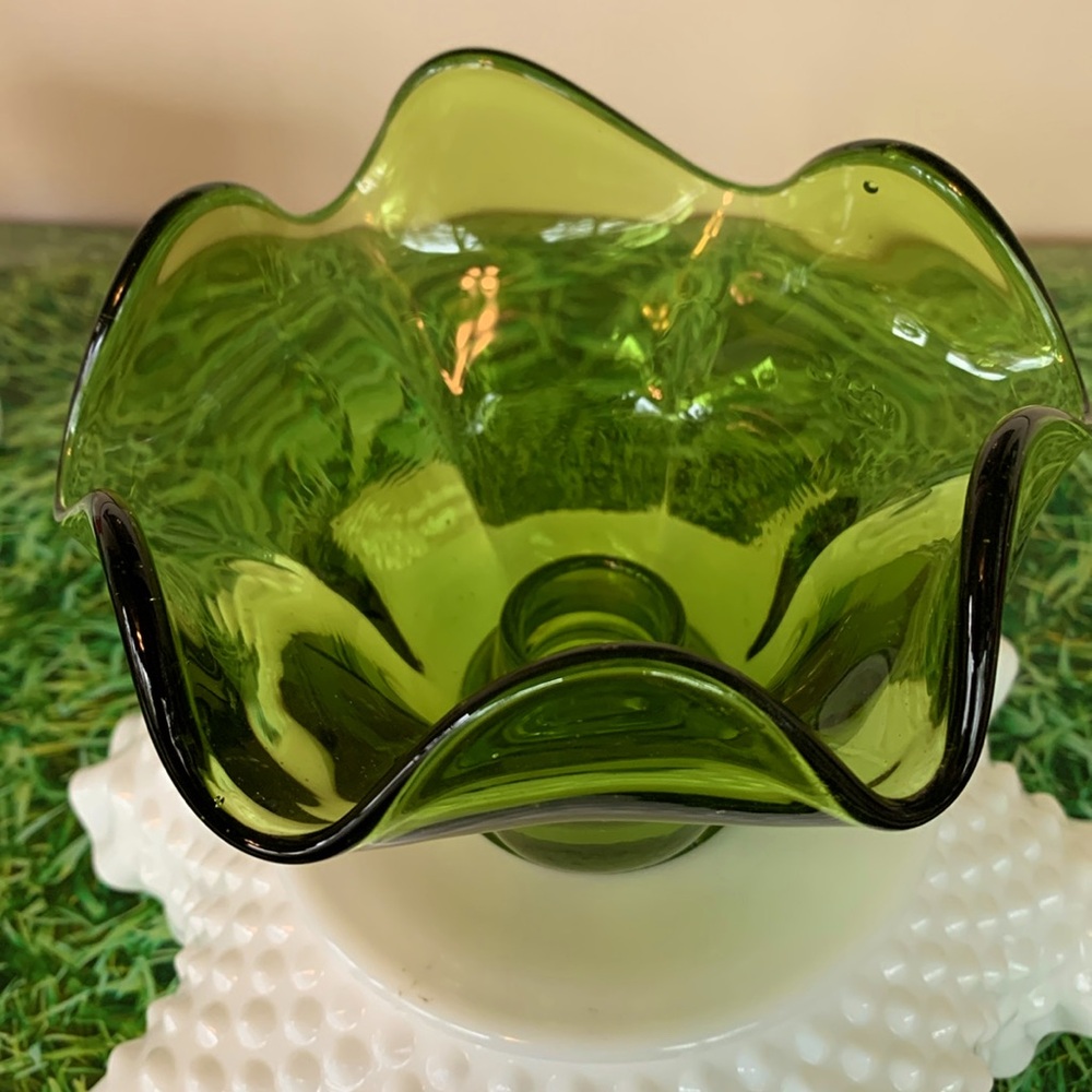 Viking vintage candle holder, brilliant green, EUC